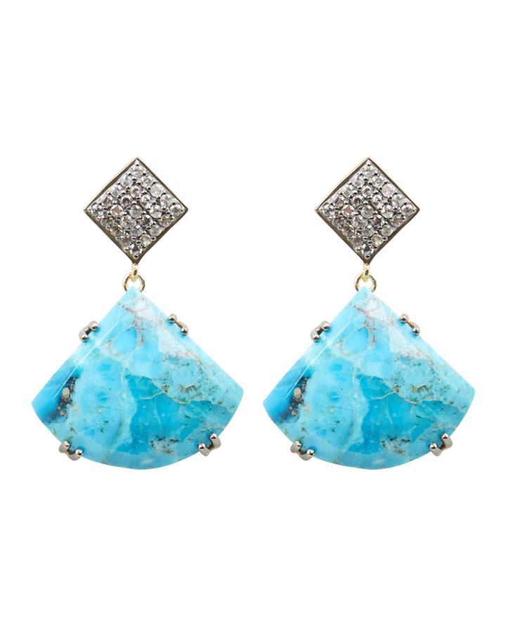 Ela Rae Jewelry Ela Rae Drop Pendant Earrings Turquoise/crystal 1size