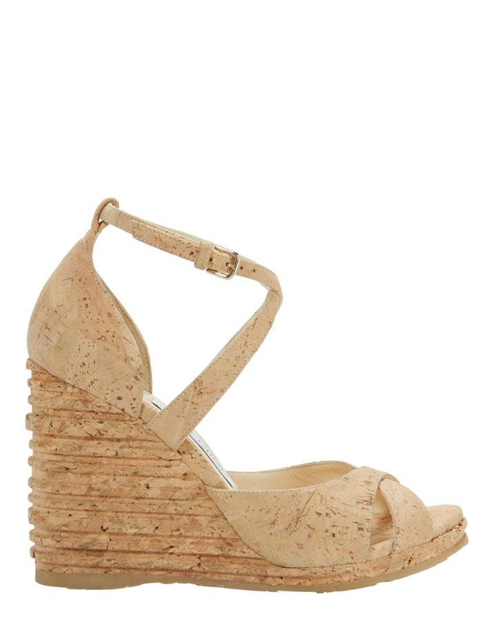 Jimmy Choo Alanah Cork Wedges Beige 36