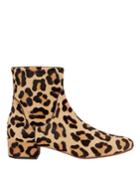 Francesco Russo Leopard Haircalf Booties Brown 38.5
