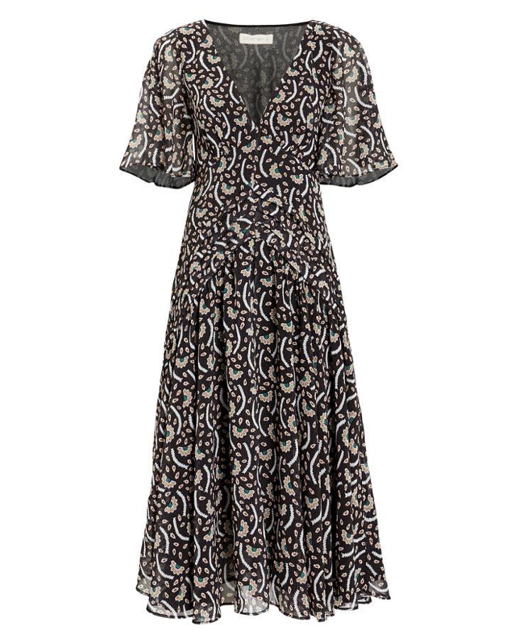 Stevie May Anise Kabuki Crepe Floral Dress Black/white M
