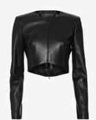 Barbara Bui Clean Crop Leather Jacket: Black