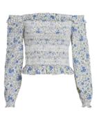 Exclusive For Intermix Intermix Dolly Off Shoulder Top Blue Floral S