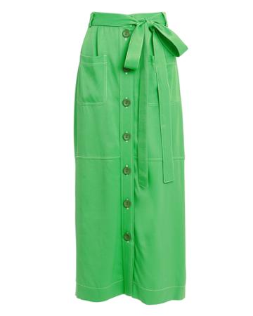 See By Chlo Button Midi Skirt Bright Green 34