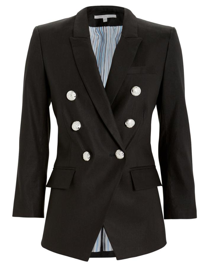 Veronica Beard Empire Double Breasted Dickey Blazer Black 6