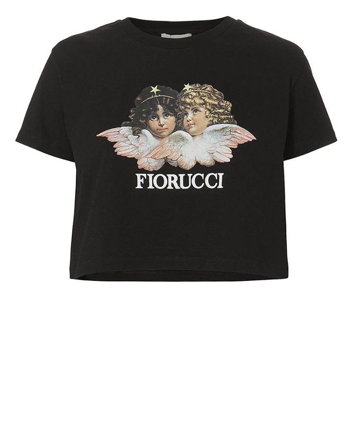 Fiorucci Vintage Angels Cropped Black T-shirt Black P