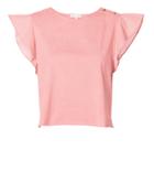 Love Shack Fancy Loveshackfancy Kelly Ruffle Sleeve Crop Top Pink P