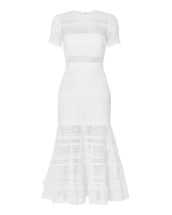 Self-portrait Bea Eyelet Midi Dress White Zero