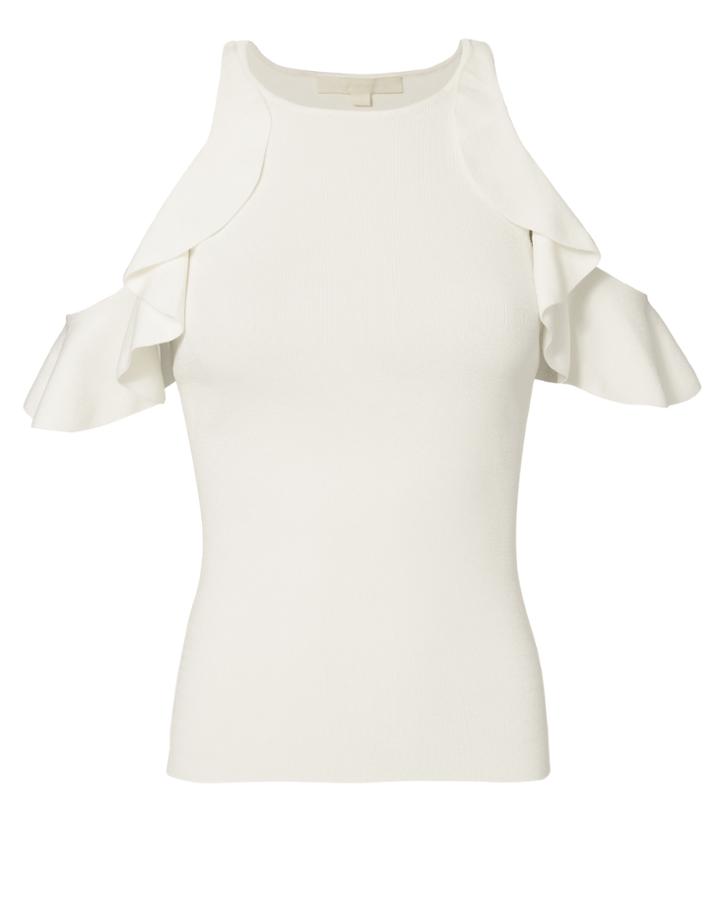 &quot;jonathan Simkhai Ruffled Cold Shoulder Top&quot;