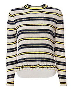 Derek Lam 10 Crosby Striped Crewneck Knit Top