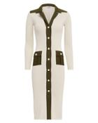 Ganni Tech Knit Dress Cream/olive M