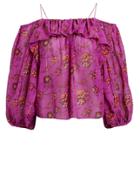 Ulla Johnson Coline Off Shoulder Top Pink Floral 4