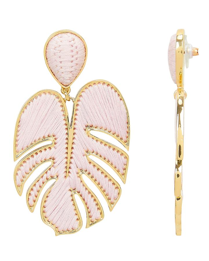Mignonne Gavigan Blush Leaf Earrings Gold/pink 1size
