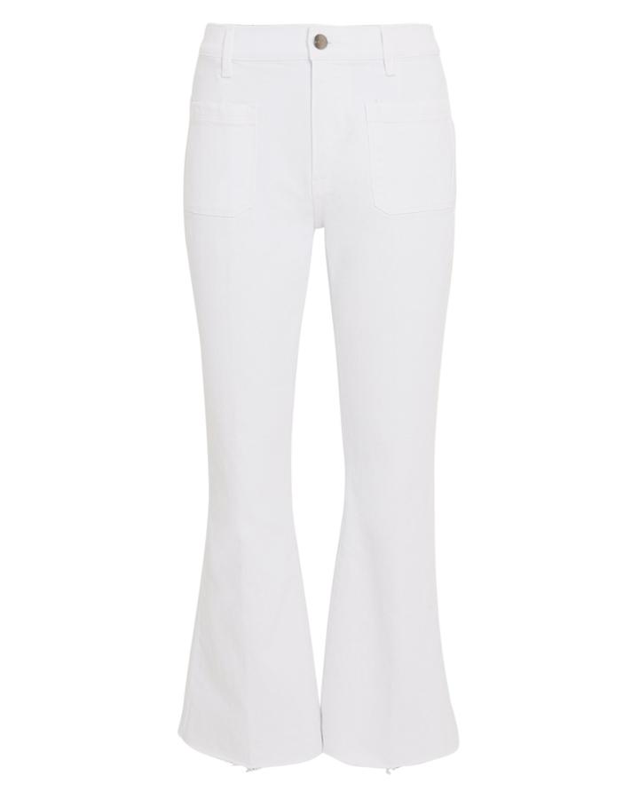 Frame Le Bardot Crop Flare Blanc Jeans White Denim 25