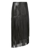 Exclusive For Intermix Intermix Mayaan Leather Fringe Skirt Black P