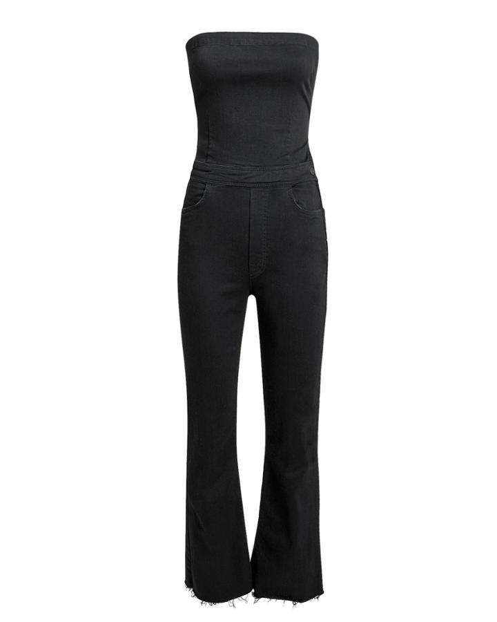 Mother Hustler Tie Back Jumpsuit Black Denim 23