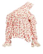 Self-portrait One Shoulder Floral Top Red/white 2