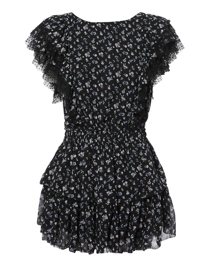 Love Shack Fancy Loveshackfancy Katie Ruffle Mini Dress Black P