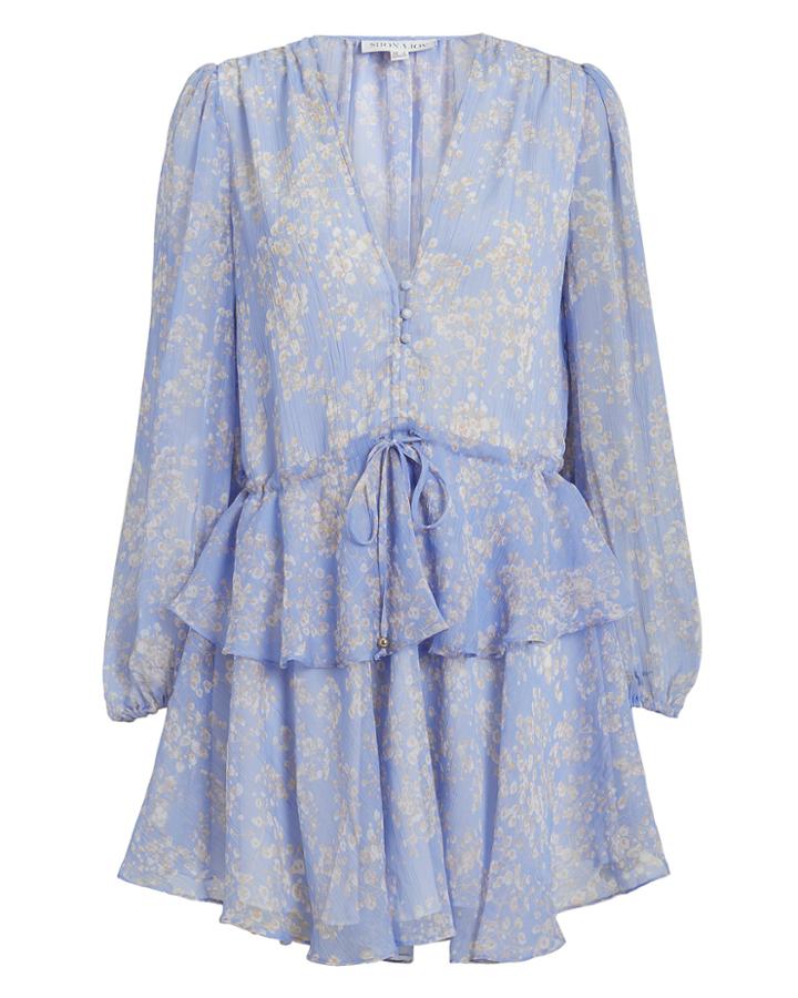 Shona Joy Emilia Peplum Mini Dress Periwinkle/floral 12