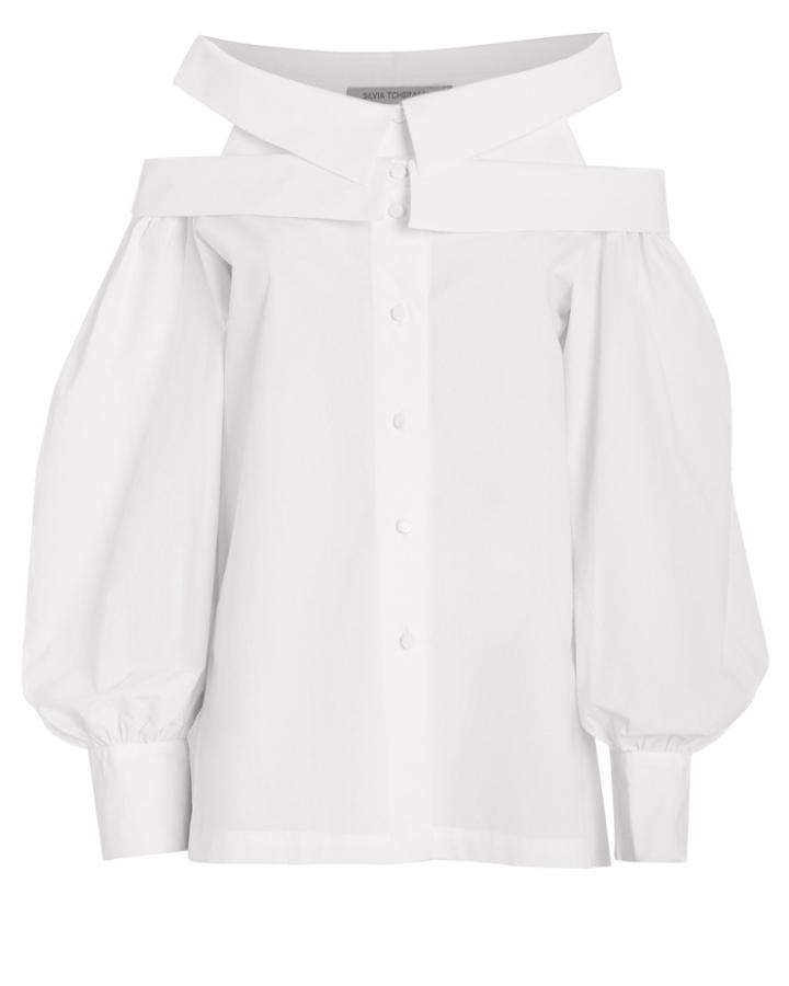 Silvia Tcherassi Aida Cotton Poplin Blouse White L