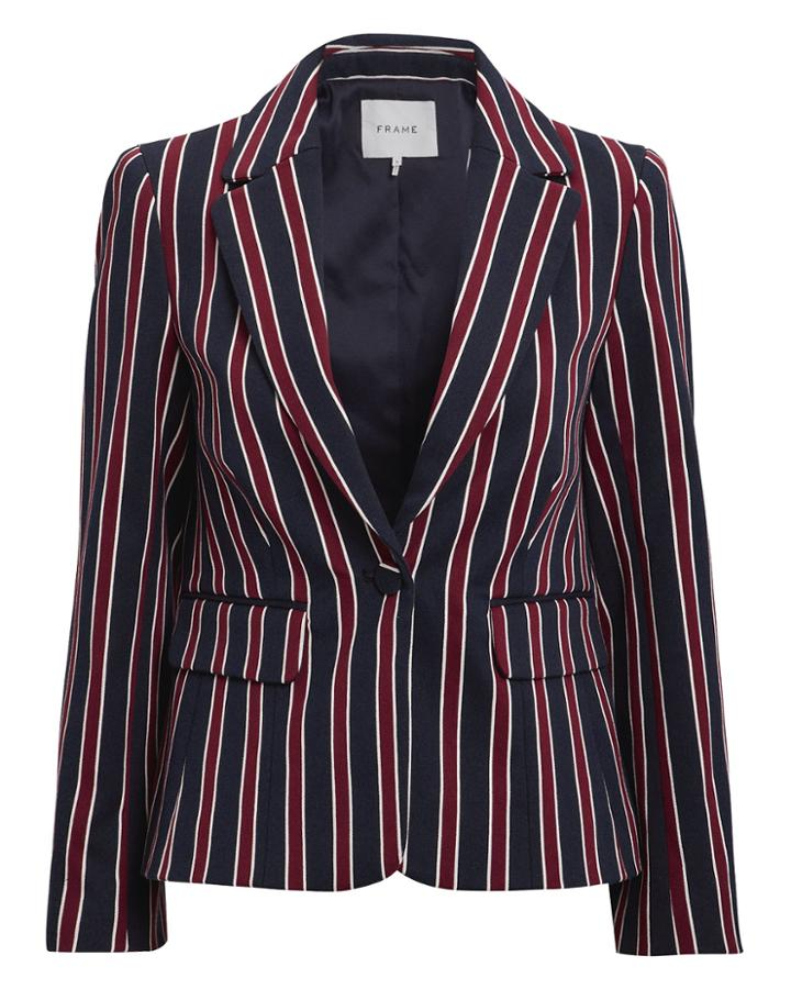 Frame Shrunken Striped Blazer Navy/red Zero