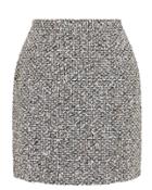 Alessandra Rich Sequin Tweed Mini Skirt Grey 40