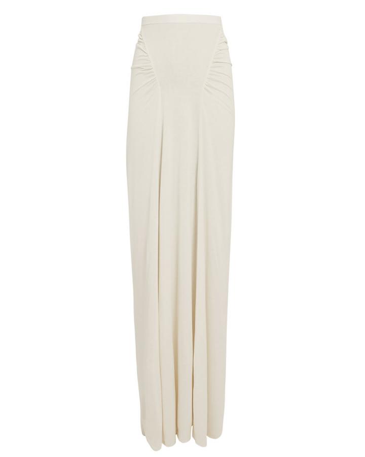 Rick Owens Lilies Ruched Midi Skirt White 38
