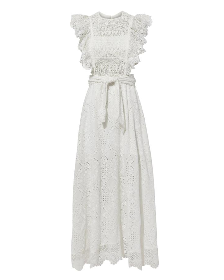 Nightcap Clothing Eyelet Apron Dress White P