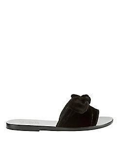 Ancient Greek Sandals Taygete Velvet Bow Slides