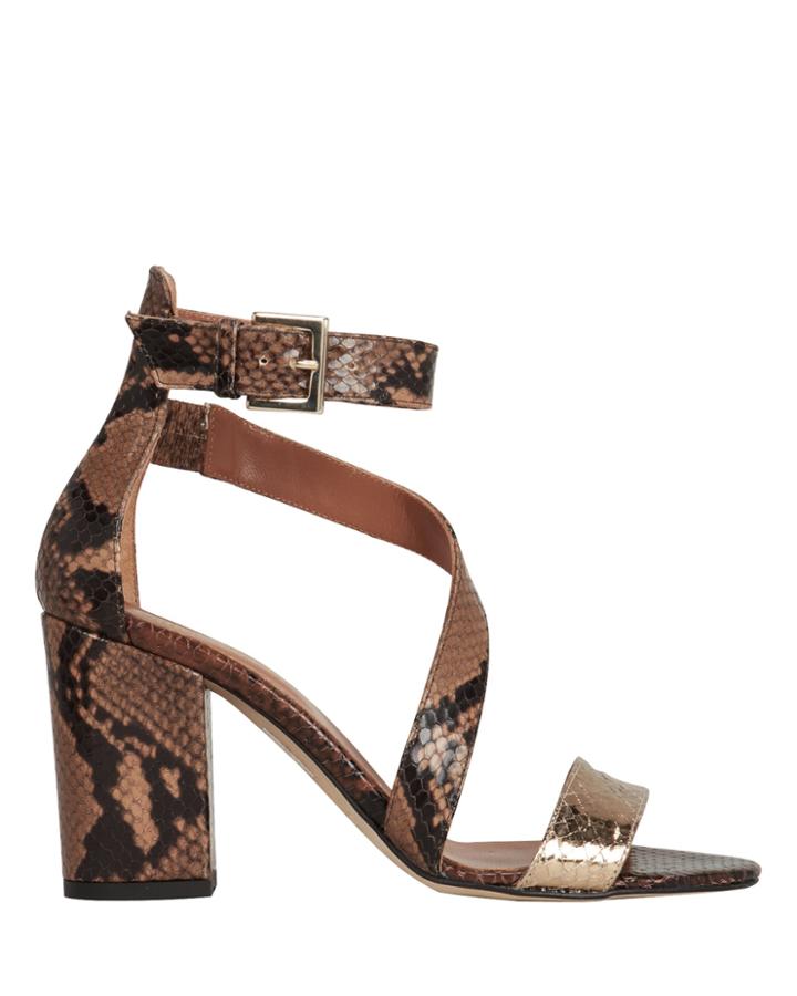 Paris Texas Snakeskin Embossed Sandals Brown/gold 39