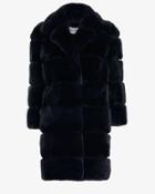 Yves Salomon Exclusive Rex Rabbit Fur Overcoat: Navy