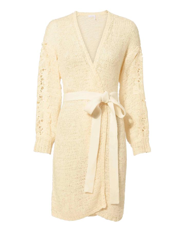 See By Chloe See By Chlo Floral Crochet Knit Cardigan Ivory P