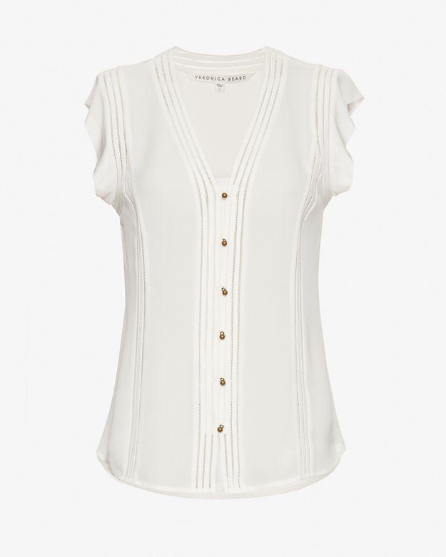 Veronica Beard Fulton Flutter Sleeve Blouse