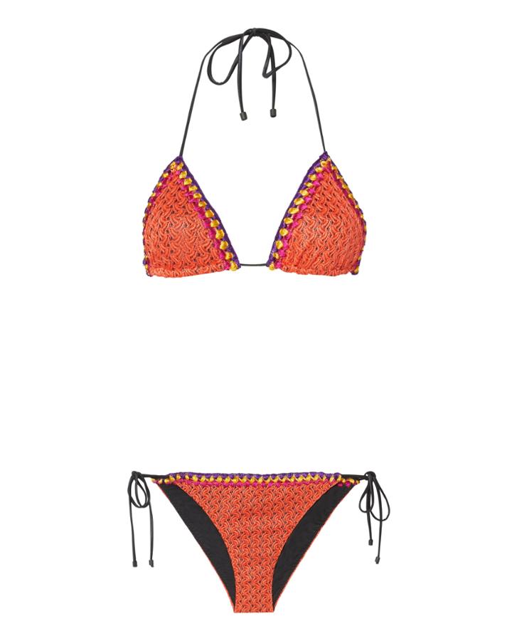 Missoni Mare Multicolor Crochet Trim Bikini Red 40