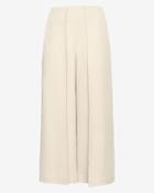 Exclusive For Intermix Celia Cropped Wide Leg Crepe Pleat Pant: Beige