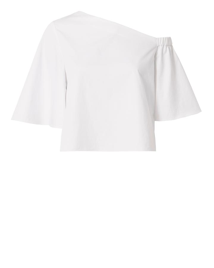 Tibi One Shoulder Bell Sleeve Top