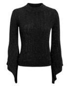 Brandon Maxwell Bell Sleeve Black Sweater Black M