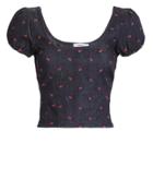 Miaou Kelly Rose Embroidered Top Dark Denim S