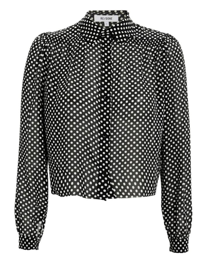 Re/done 60s Polka Dot Blouse Black/white P