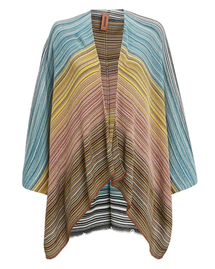 Missoni Usa Metallic Stripe Cape Blue/yellow/pink 1size