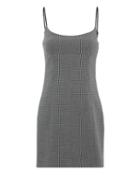 Alexander Wang Plaid Scoop Neck Tailored Mini Dress Grey Zero