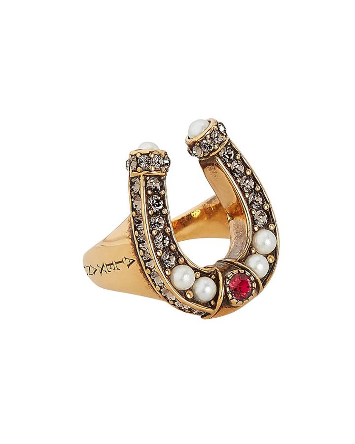 Alexander Mcqueen Horseshoe Ring White 7