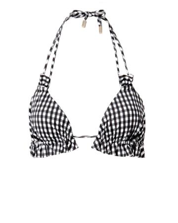 Caroline Constas Mer Nikki Gingham Triangle Bikini Top Pattern S