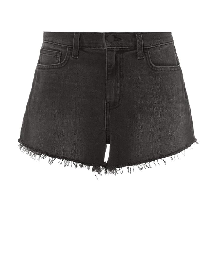 L'agence Ryland Faded Black Denim Shorts Black 24