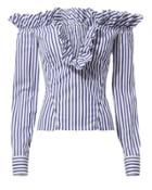 Marques Almeida Marques' Almeida Off Shoulder Striped Blouse Blue-med P