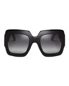 Gucci Glittered Rubber Temple Black Square Sunglasses Black 1size