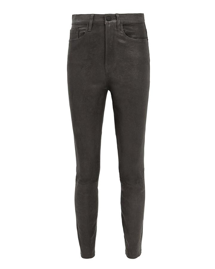 Frame Ali High-rise Leather Pants Charcoal 26
