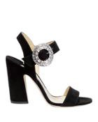 Jimmy Choo Mischa Crystal Buckle Sandals Black 37
