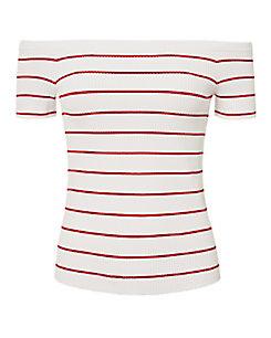 Exclusive For Intermix Ariana Off Shoulder Striped Knit Top