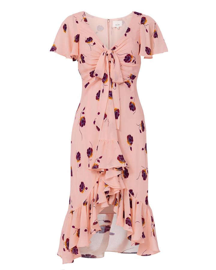 Cinq A Sept Cinq  Sept Mateo Silk Floral-print Dress Pink Zero