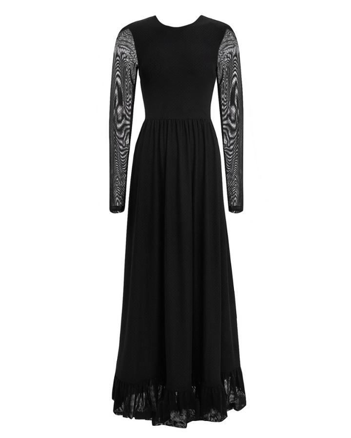 Ganni Addison Dot Mesh Maxi Dress Black 36